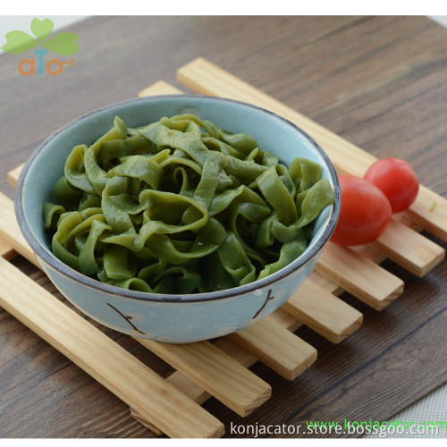 Kosher precooked konjac pasta, free of gluten, slim konyaku noodles with spinach